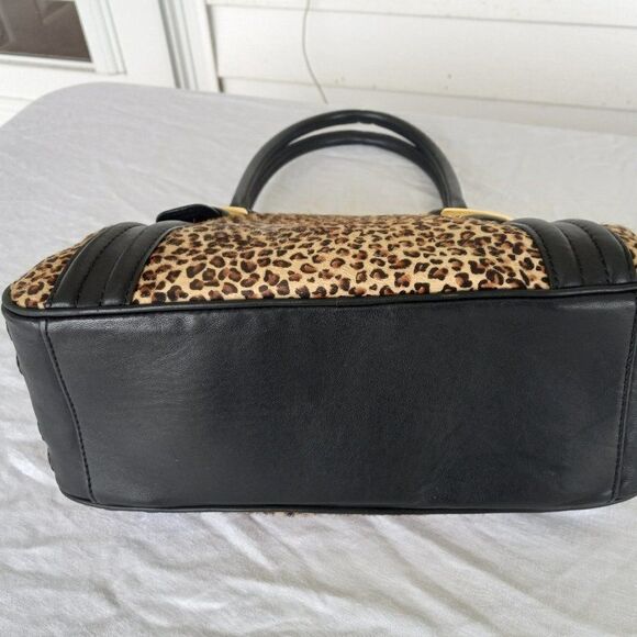 Hair Calf Leather Leopard/Cheetah Print Satchel bag Cottagecore Grandmacore - Picture 5 of 15